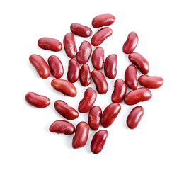 Close up Red beans in spoon isolated on white background