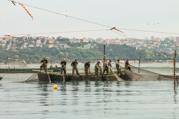 Fototapeta na wymiar The last dalyan fishermen in,istanbul beykoz district May 18, 2017, istanbul, Turkey