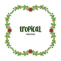 Card texture tropical with modern leaves flower frame. Vector