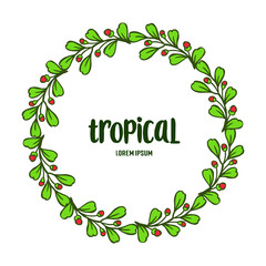 Card tropical, very beautiful leaf floral frame. Vector