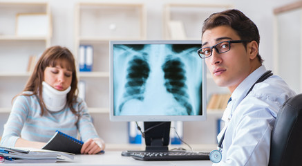 Young woman visiting radiologist for x-ray exam