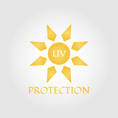 UV protection vector icon. solar or sun ultraviolet radiation in flat style drawing