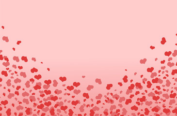 Frame in the form of an arch with hearts. Background with hearts in red-pink color. Vector pattern