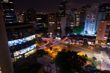 traffic in the city at night