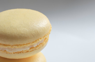 Traditional French yellow, lemon, crunchy macaroons.