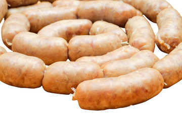 raw sausage isolated on white background. This had clipping path.