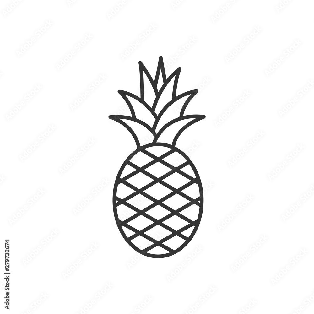 Poster tropic fruit pineapple icon template color editable. pineapple symbol vector sign isolated on white 