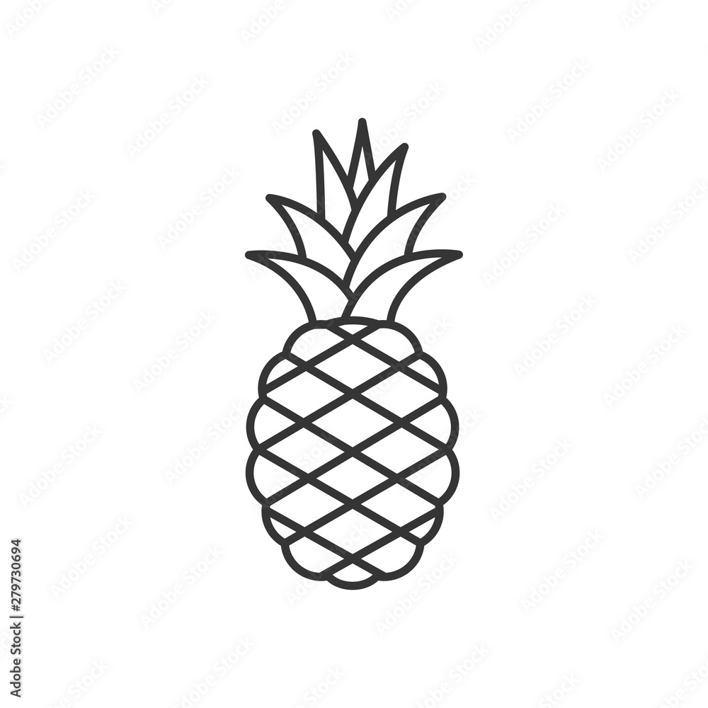 Poster tropic fruit pineapple icon template color editable. pineapple symbol vector sign isolated on white 
