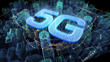 Futuristic holographic 5G digital wireless high speed fifth innovative generation for cellular network connectivity, high speed Internet broadband network and telecommunication concept - Powered by Adobe
