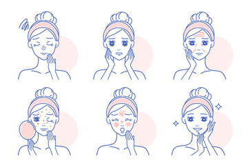 cartoon woman with skin problems