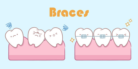 cartoon tooth with dental care