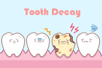 cartoon tooth with dental care