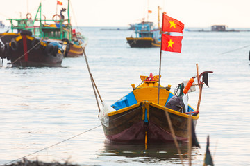 Fototapeta na wymiar Traditional Fishing Vietnamese Boats