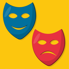 happy sad mask isolated for entertainment concept vector illustration
