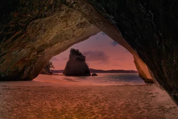 Poster Dramatic sunset through the Arch at Cathedral Cove © Stewart