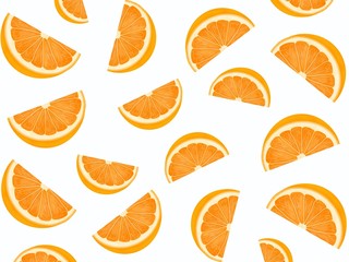Hand drawn of fresh orange isolated on white background, Creative minimalistic food concept, fruits pattern as a background