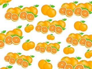 Hand drawn of fresh orange isolated on white background, Creative minimalistic food concept, fruits pattern as a background