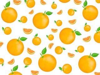 Hand drawn of fresh orange isolated on white background, Creative minimalistic food concept, fruits pattern as a background