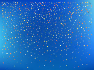 Azure color background. Stars confetti. 