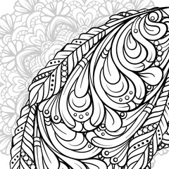 Vector abstract black and white ethnic mandala background