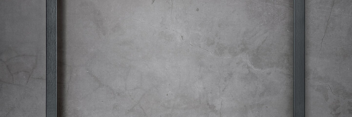 Naklejka premium Dark frame for painting on a gray cement textured background.