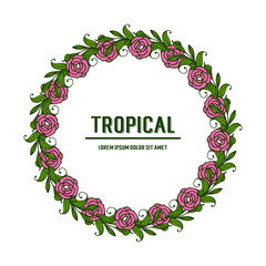 Template texture tropical with natural green leafy floral frame. Vector