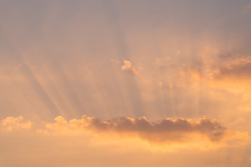 Beautiful sunrise or sunset landscape.Sunshine in summer background.Scenic beautiful nature cloudscape with sunlight in summer time.
