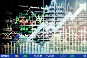 Illustration blurry bright abstract background of stock index financial data presentation show successful growth investment on business report.