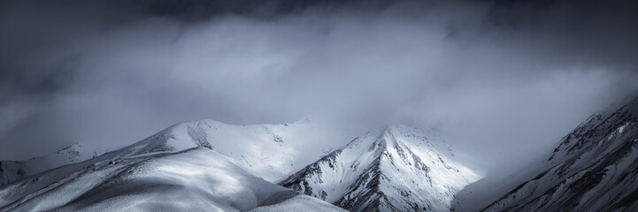 snow covered mountains landscape, new zealand - Powered by Adobe