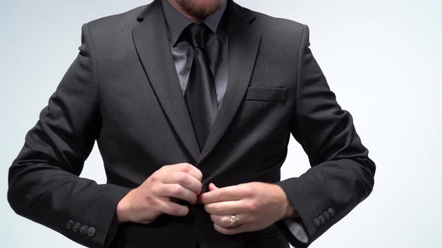 Caucasian Male Straightening Suit Jacket Unrecognizable