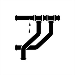 Broken Pipe Icon, Leakage In Pipe