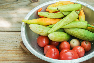 fresh cucumber, sweet pepper and tomato for cooking