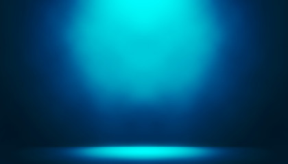 Blue spotlight show on stage studio entertainment background.