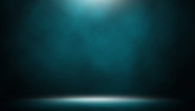 Blue spotlight on stage night studio entertainment background.