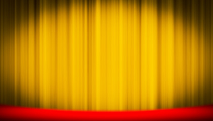 Theater yellow curtain on stage entertainment background, yellow curtain background.