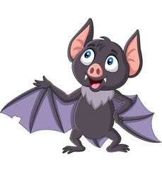 Cute bat cartoon waving isolated on white background