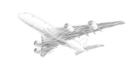 Fototapeta na wymiar 3d rendering of a jumbo jet airplane isolated in white background