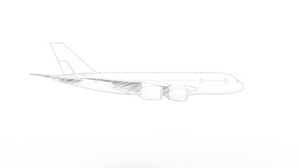 3d rendering of a jumbo jet airplane isolated in white background