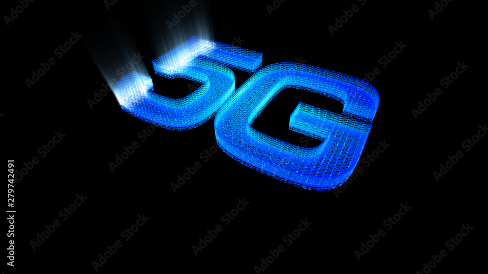 Poster futuristic holographic 5g digital wireless high speed fifth innovative generation for cellular netwo