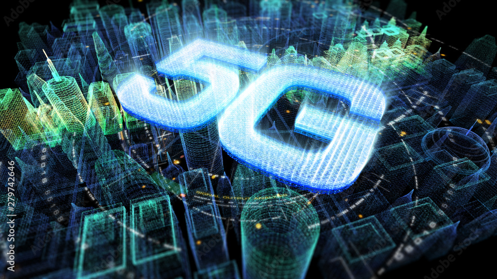 Aufkleber futuristic holographic 5g digital wireless high speed fifth innovative generation for cellular netwo