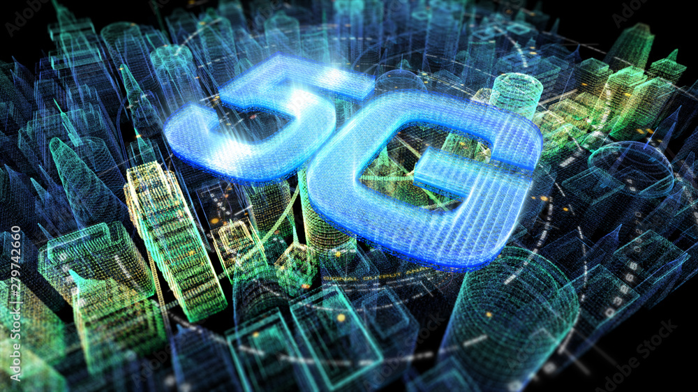 Aufkleber futuristic holographic 5g digital wireless high speed fifth innovative generation for cellular netwo