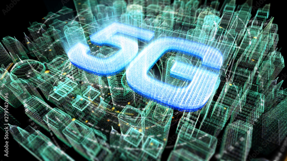 Aufkleber futuristic holographic 5g digital wireless high speed fifth innovative generation for cellular netwo