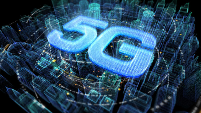 Futuristic holographic 5G digital wireless high speed fifth innovative generation for cellular network connectivity, high speed Internet broadband network