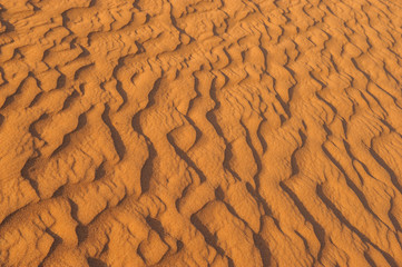 The structure of dunes in the desert, Dubai, United Arab Emirates.Close up.Areal view.