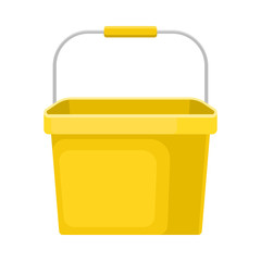 Rectangular yellow bucket. Vector illustration on white background.