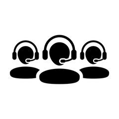 Hotline icon vector male business customer support service person profile avatar with headphone for online assistant in glyph pictogram illustration
