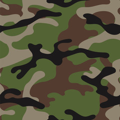 Military camouflage seamless pattern. Khaki texture. Trendy background. Abstract color vector illustration. For design wallpaper, wrapping paper, fabric.