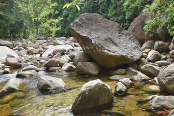 Naklejka na ściany i meble Waterfall and stone in South Thailand and travel