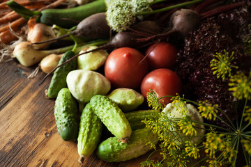 Fresh organic raw vegetable food. Natural agriculture farm, healthy harvest.