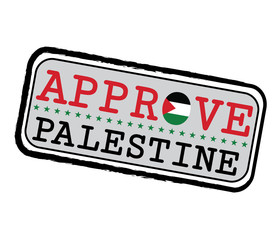 Vector Stamp for Approve logo with Palestine Flag in the shape of O and text Palestine.